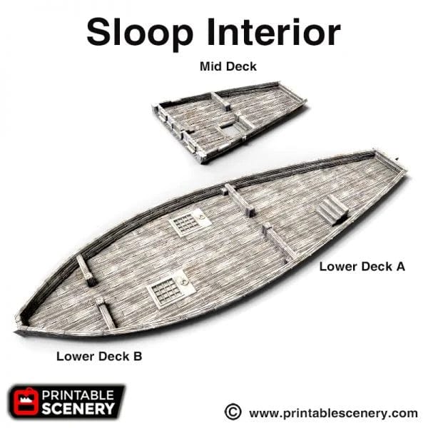 Tabletop Terrain Ship Sloop - Pirate Ship