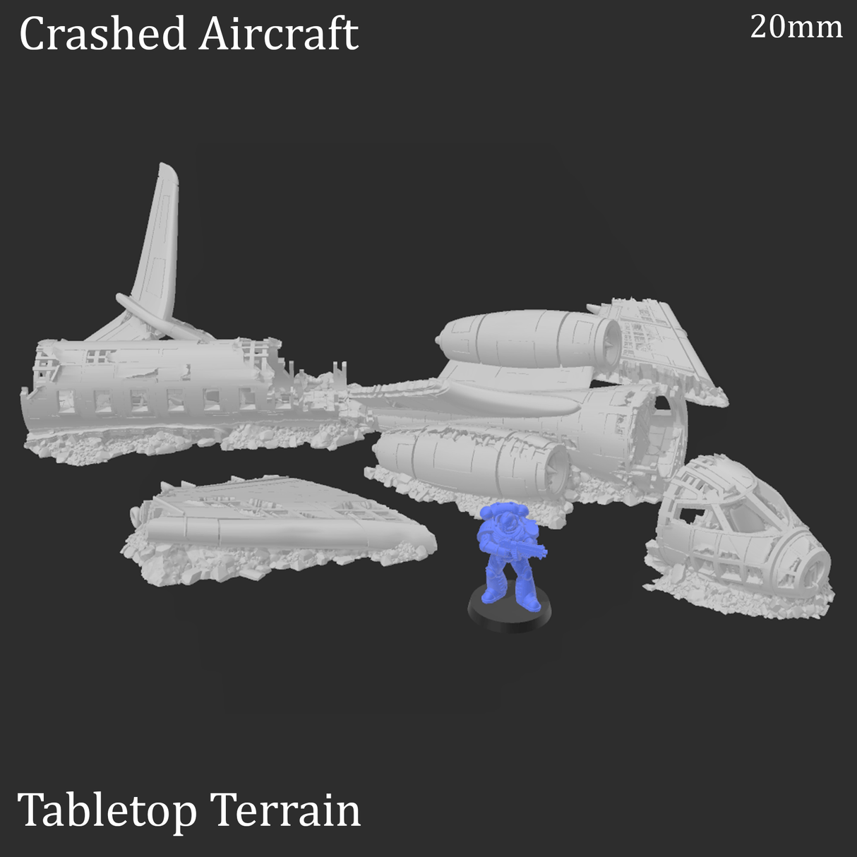 Tabletop Terrain Terrain Crashed Airplane - Apocalyptic Terrain