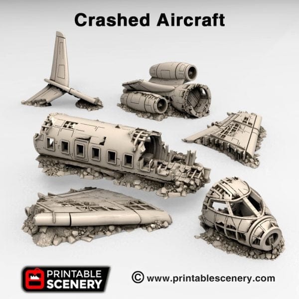 Tabletop Terrain Terrain Crashed Airplane - Apocalyptic Terrain