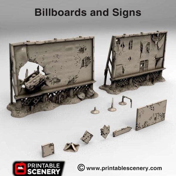 Tabletop Terrain Terrain Ruined Billboards and Signs - Apocalyptic Terrain