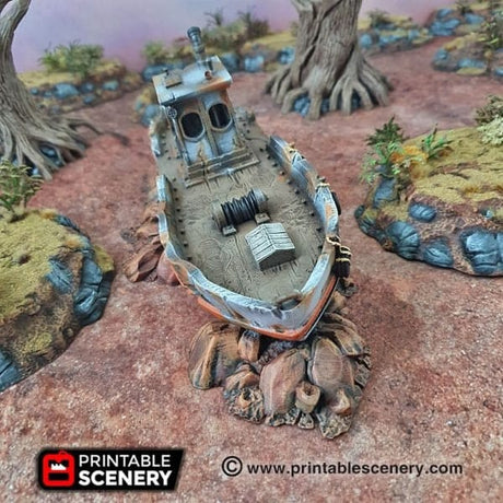 Tabletop Terrain Terrain Ruined Boat - Apocalyptic Terrain