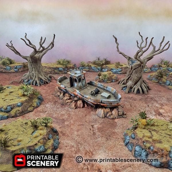 Tabletop Terrain Terrain Ruined Boat - Apocalyptic Terrain