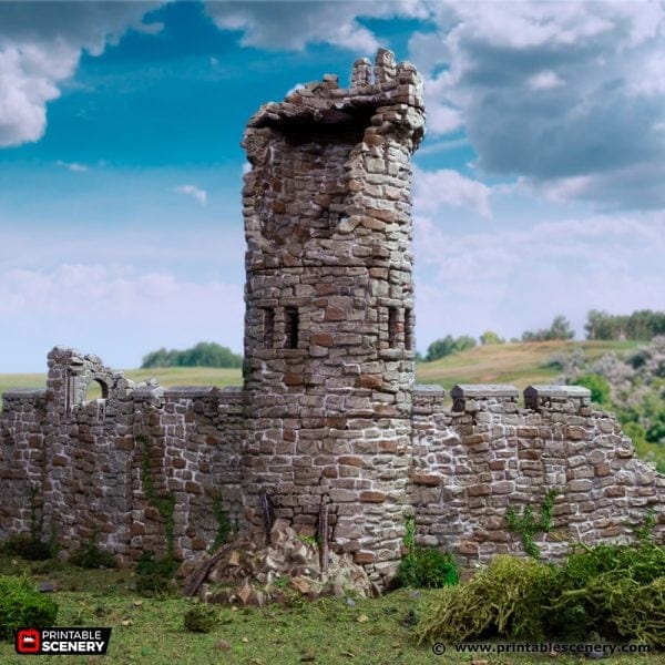 Tabletop Terrain Tower Ruined King's Round Tower - Country & King - Fantasy Historical Building