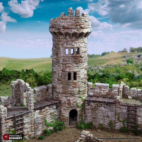 Tabletop Terrain Tower Ruined King's Round Tower - Country & King - Fantasy Historical Building