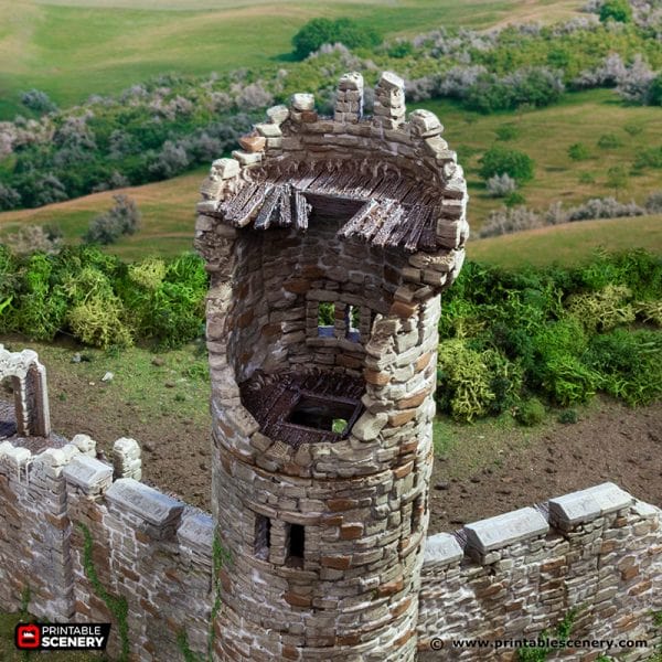 Tabletop Terrain Tower Ruined King's Round Tower - Country & King - Fantasy Historical Building