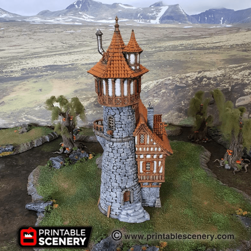 Tabletop Terrain Tower Sorcerer's Tower - Elven Fantasy Tower