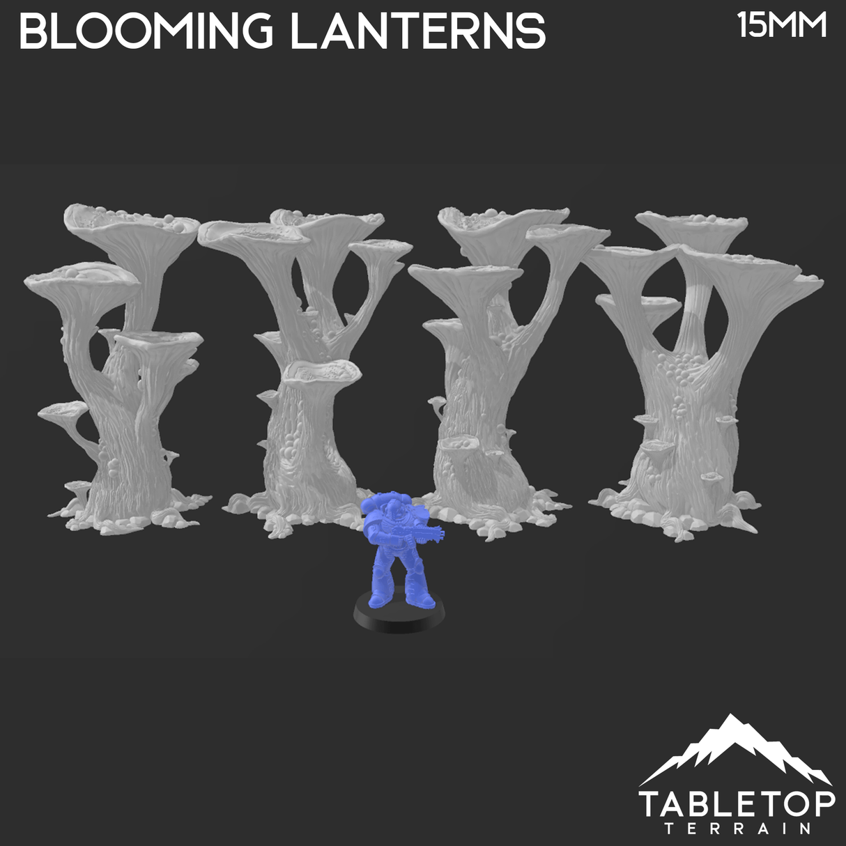 Tabletop Terrain Trees Blooming Lanterns - Fantasy Scatter Terrain / Trees
