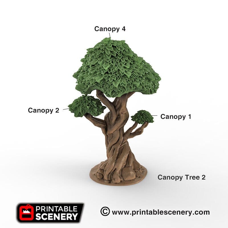 Tabletop Terrain Trees Gnarly Trees with Canopies - Scatter Terrain