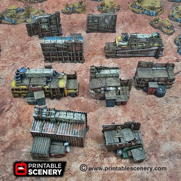 Tabletop Terrain Walls Junkfort Ramparts - Apocalyptic Terrain