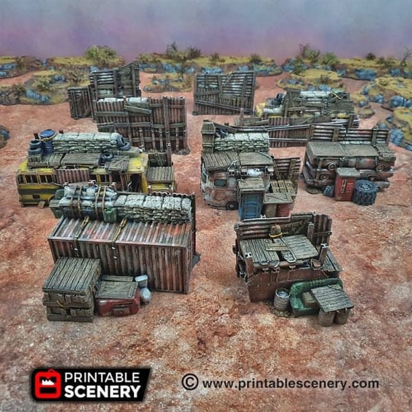 Tabletop Terrain Walls Junkfort Ramparts - Apocalyptic Terrain