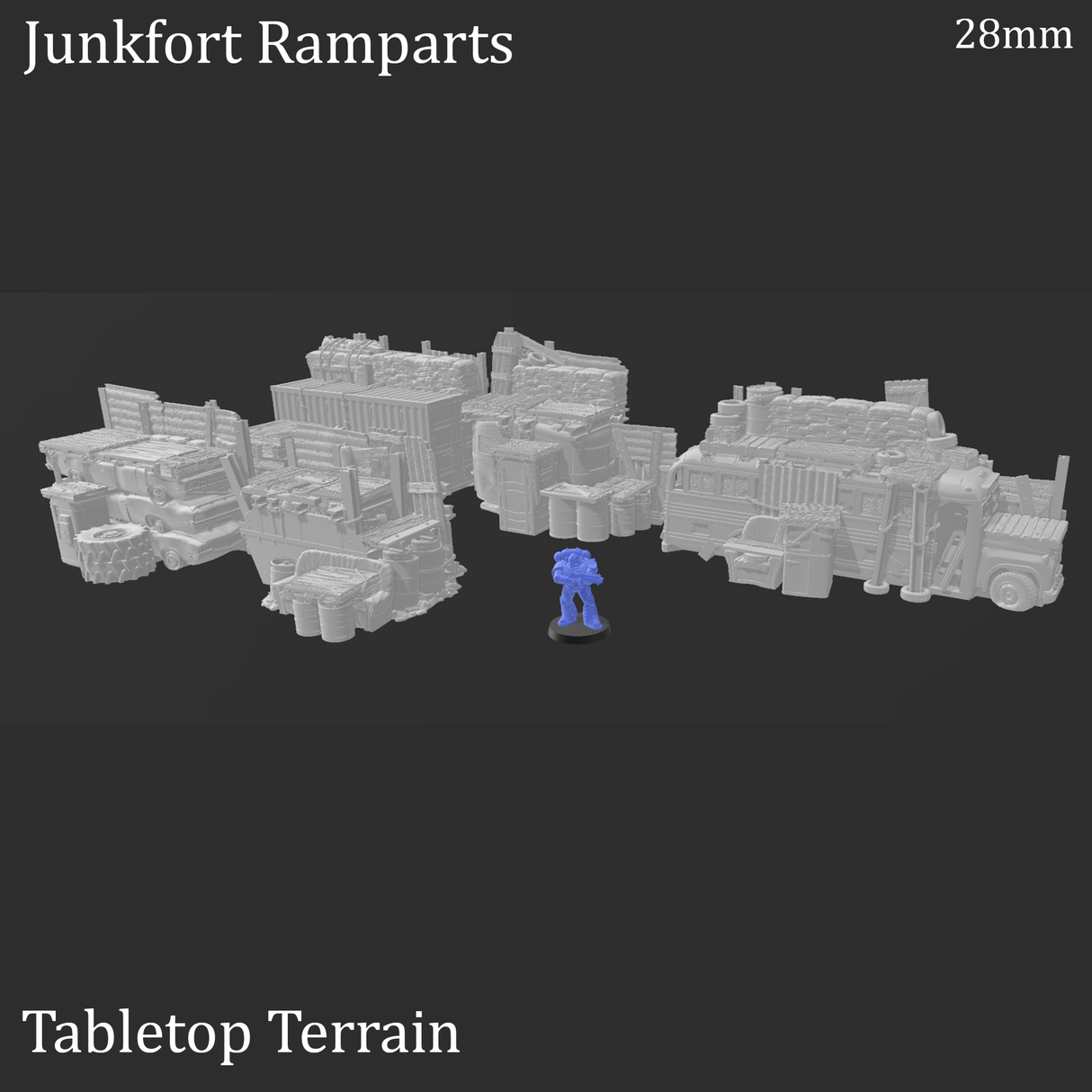 Tabletop Terrain Walls Junkfort Ramparts - Apocalyptic Terrain
