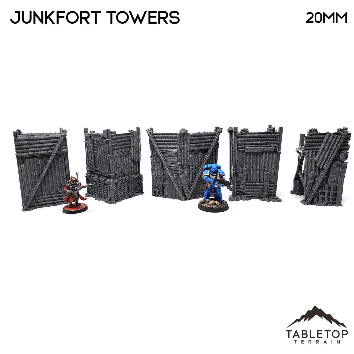 Tabletop Terrain Walls Junkfort Towers - Apocalyptic Terrain