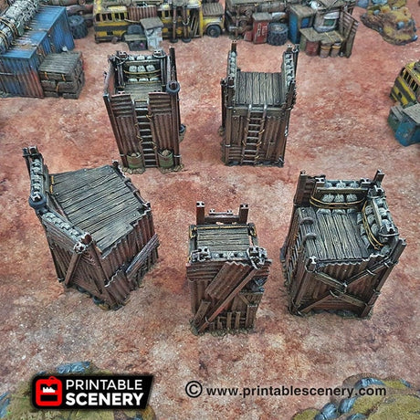 Tabletop Terrain Walls Junkfort Towers - Apocalyptic Terrain