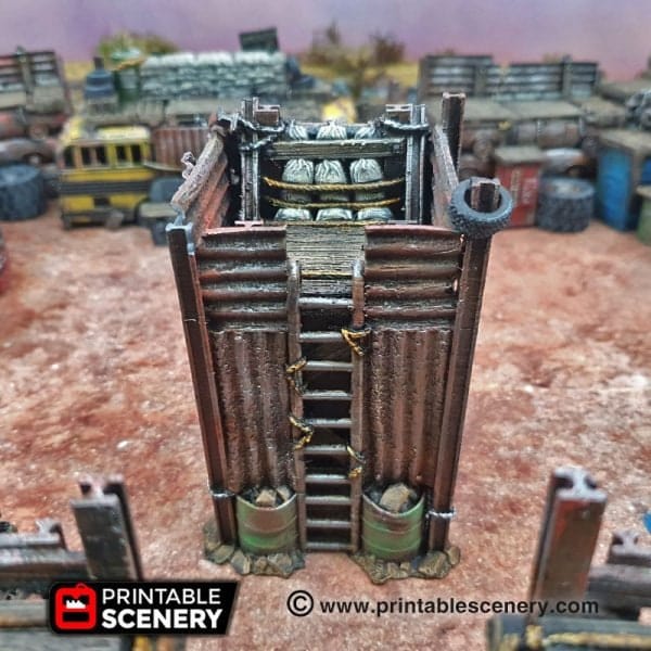 Tabletop Terrain Walls Junkfort Towers - Apocalyptic Terrain
