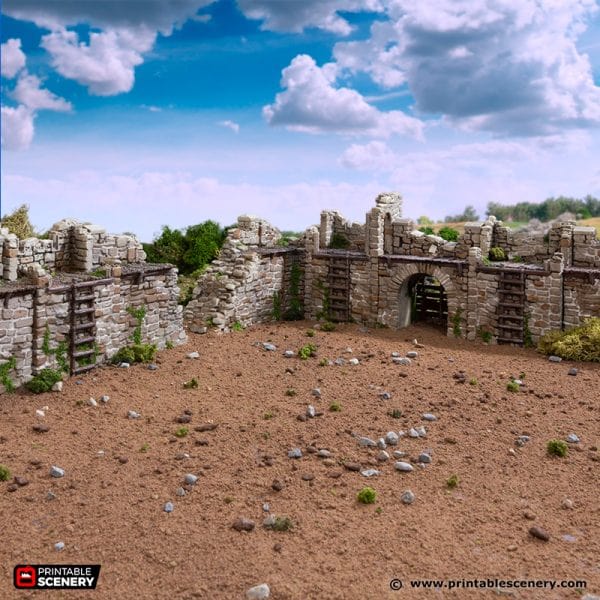 Tabletop Terrain Walls Norman Fort Walls / Ruined Fort Walls - Country & King - Fantasy Historical Walls