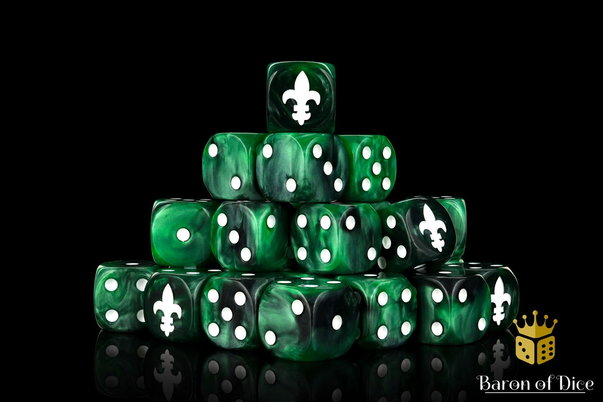 Fleur De Lis Green 16mm Dice