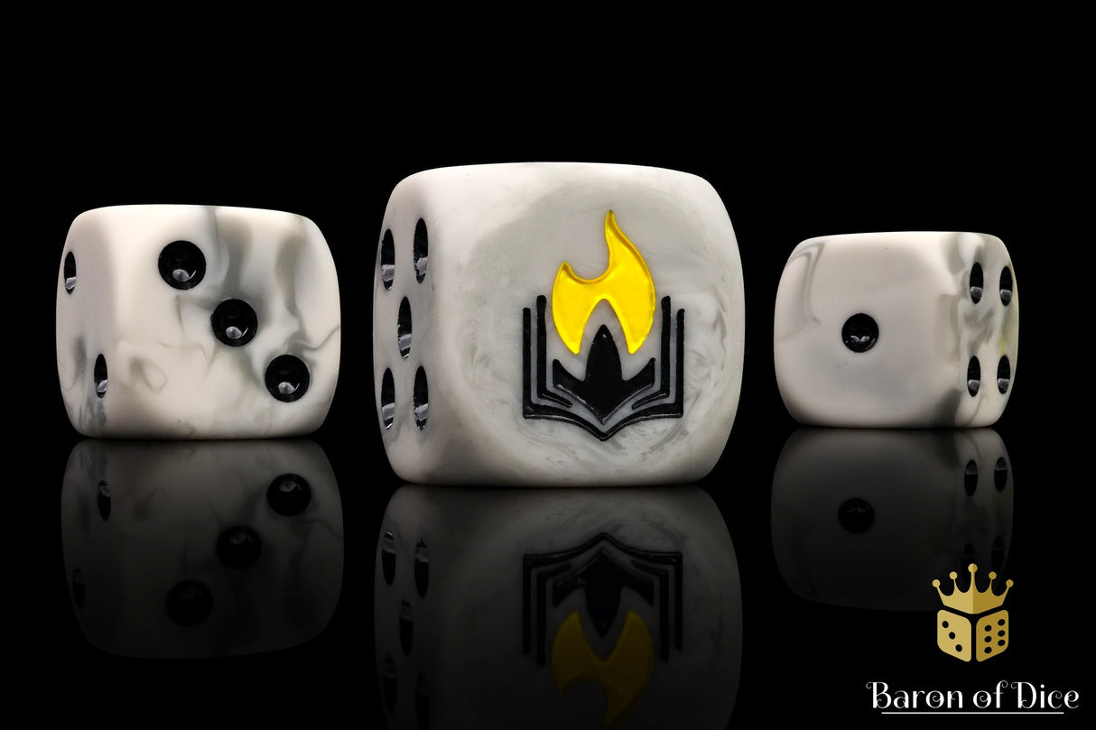 Flaming Book, 16mm Dice