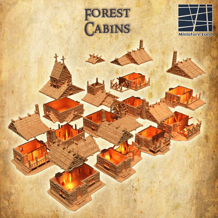 Tabletop Terrain Building Forest Cabins / Log Cabins