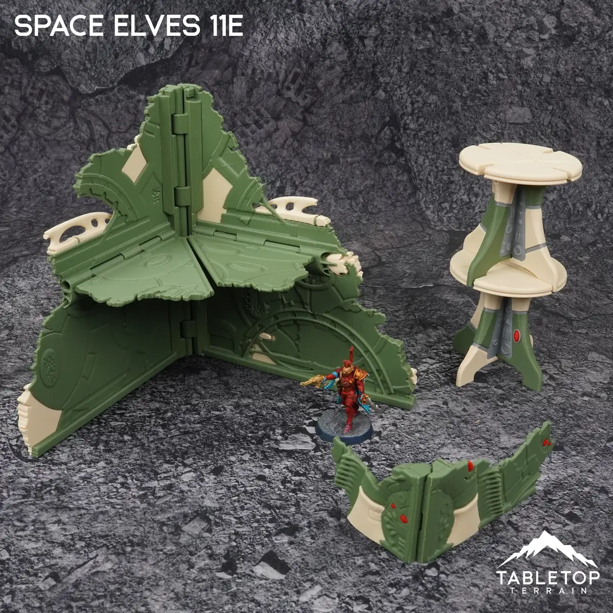 Space Elves 11e Foldable Tournament Terrain - NextGen Color Green + Bone