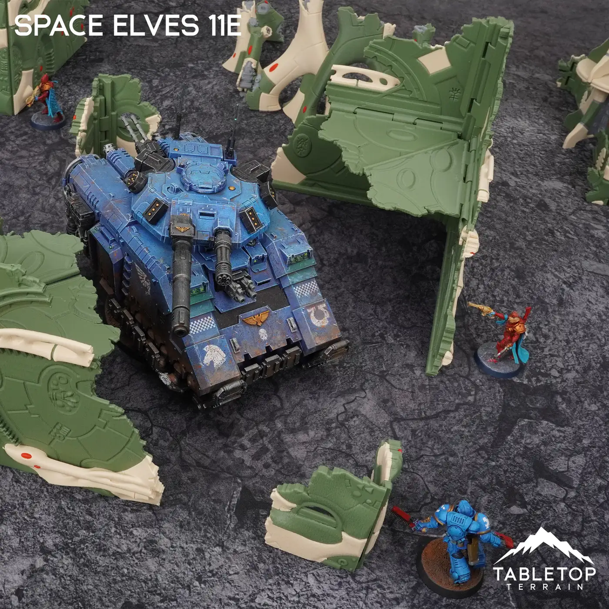 Space Elves 11e Foldable Tournament Terrain - NextGen Color Green + Bone