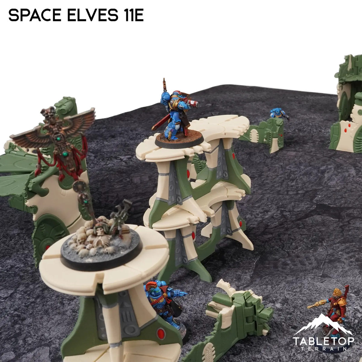 Space Elves 11e Foldable Tournament Terrain - NextGen Color Green + Bone