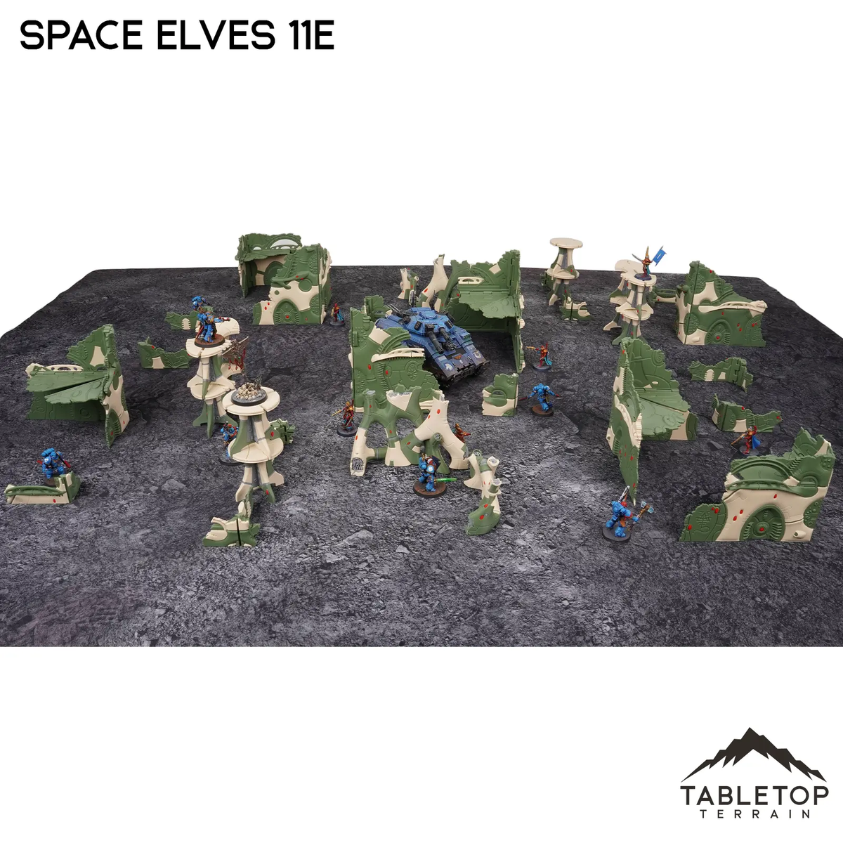 Space Elves 11e Foldable Tournament Terrain - NextGen Color Green + Bone