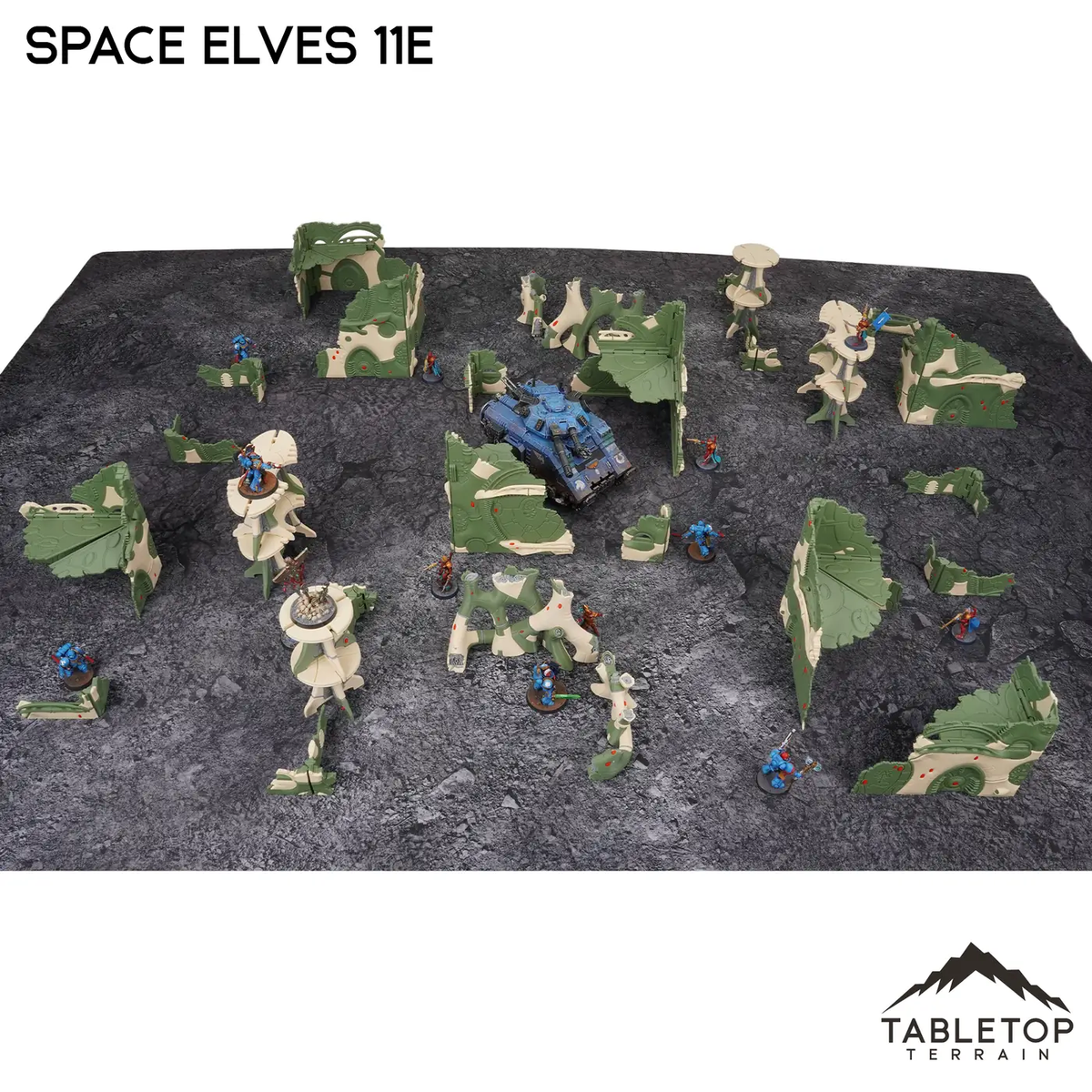 Space Elves 11e Foldable Tournament Terrain - NextGen Color Green + Bone