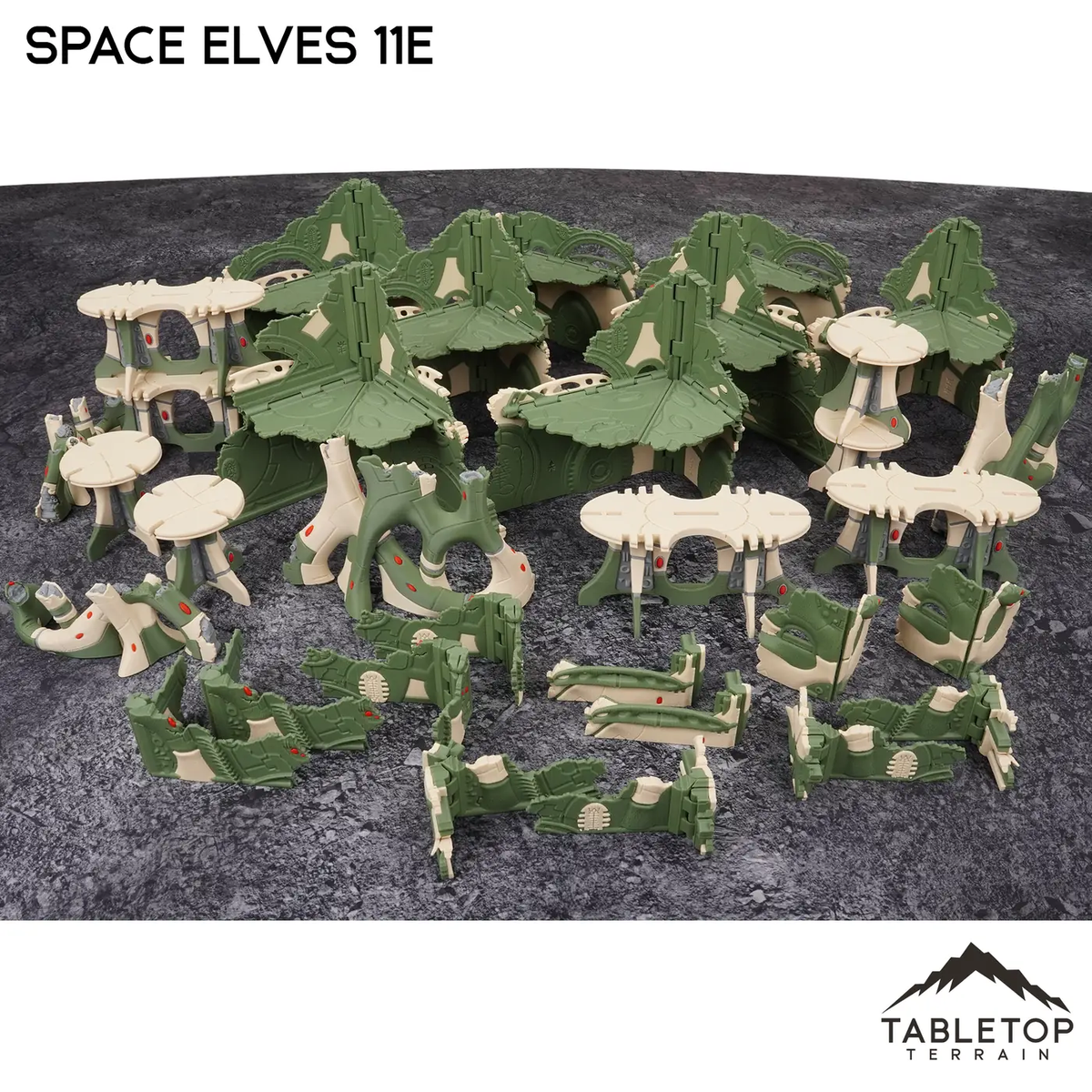 Space Elves 11e Foldable Tournament Terrain - NextGen Color Green + Bone