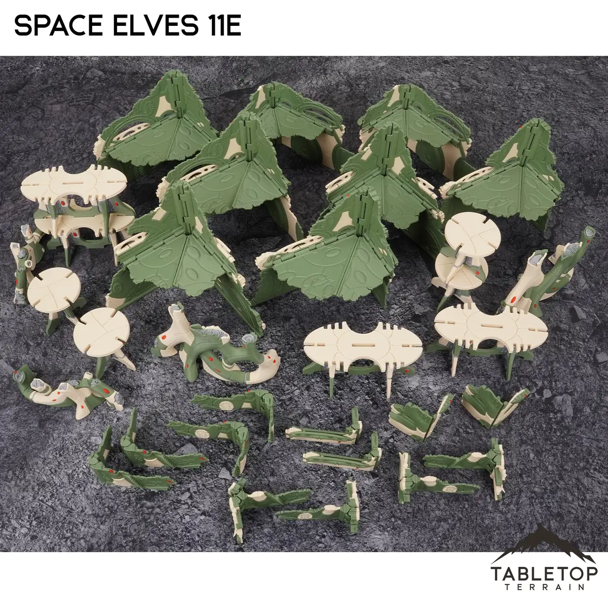 Space Elves 11e Foldable Tournament Terrain - NextGen Color Green + Bone