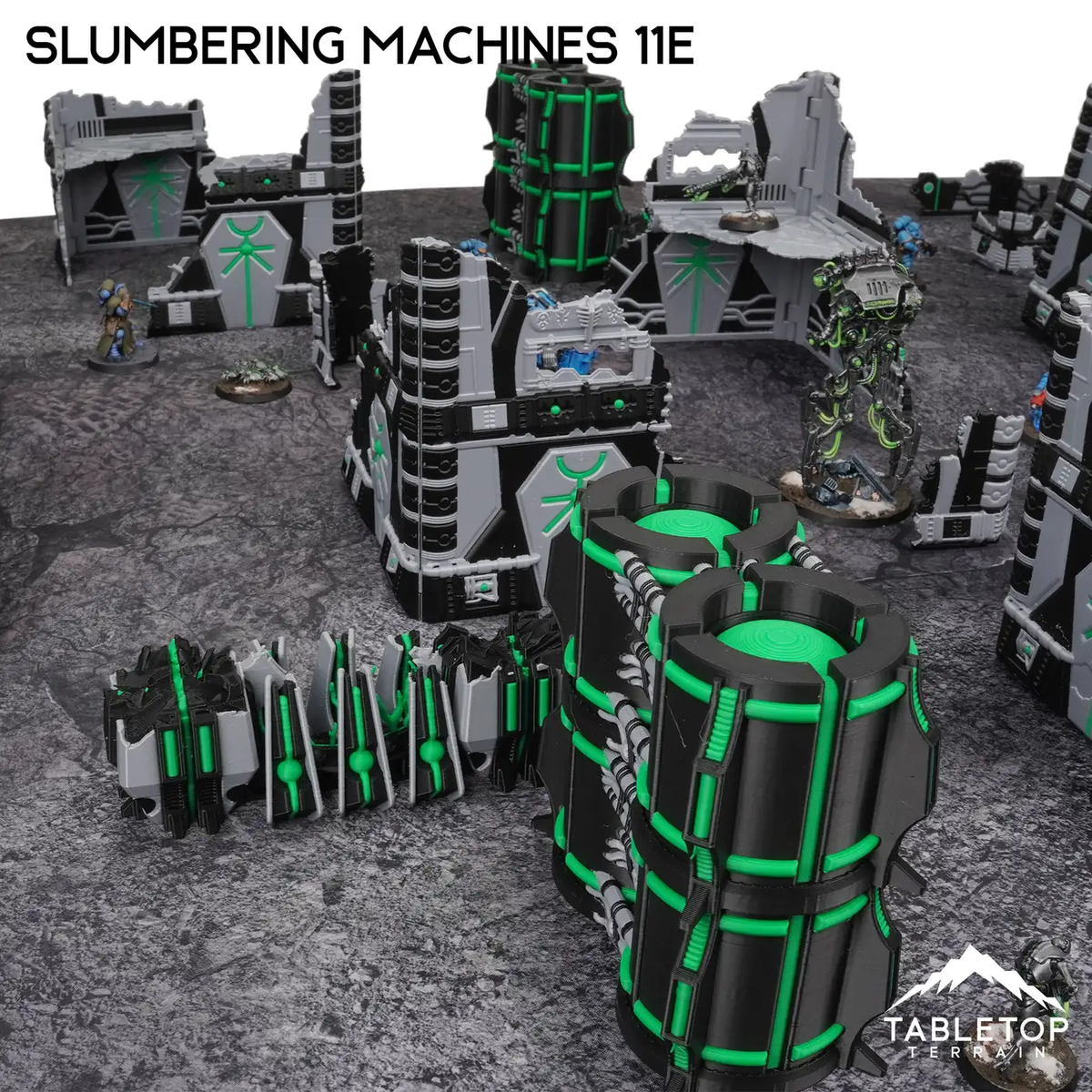 Slumbering Machines 11e Foldable Tournament Terrain - NextGen Color Black + Green