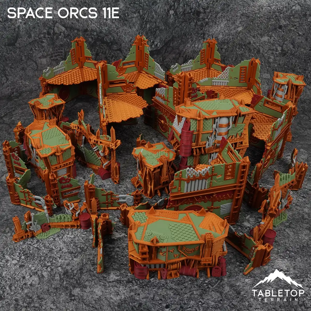 Space Orcs 11e Foldable Tournament Terrain - NextGen Color Orange + Green