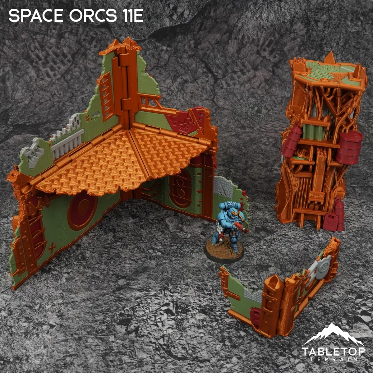 Space Orcs 11e Foldable Tournament Terrain - NextGen Color Orange + Green
