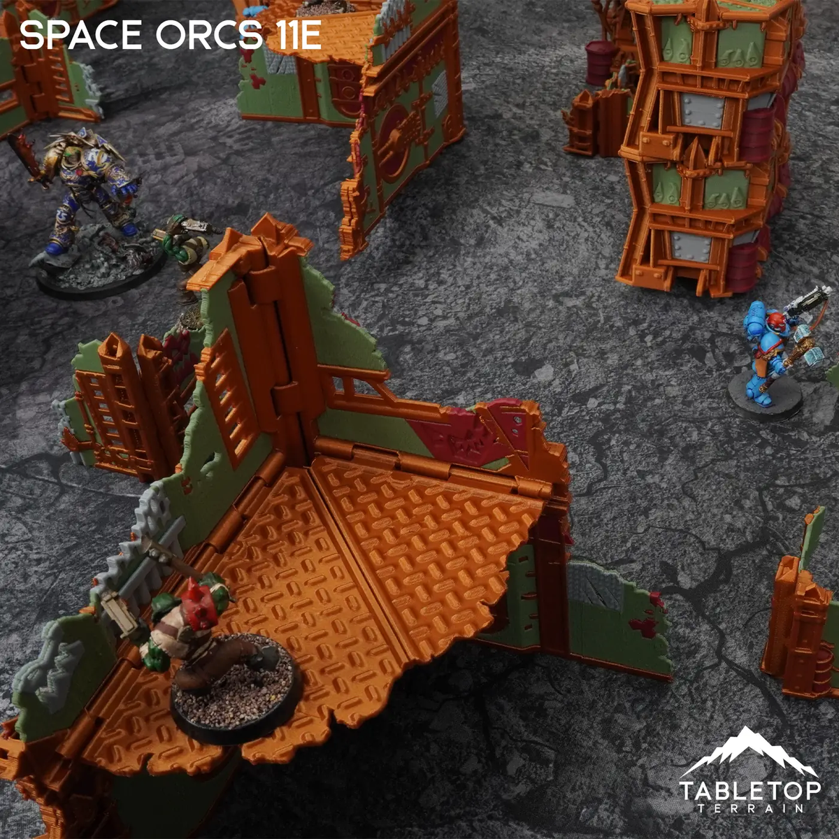 Space Orcs 11e Foldable Tournament Terrain - NextGen Color Orange + Green