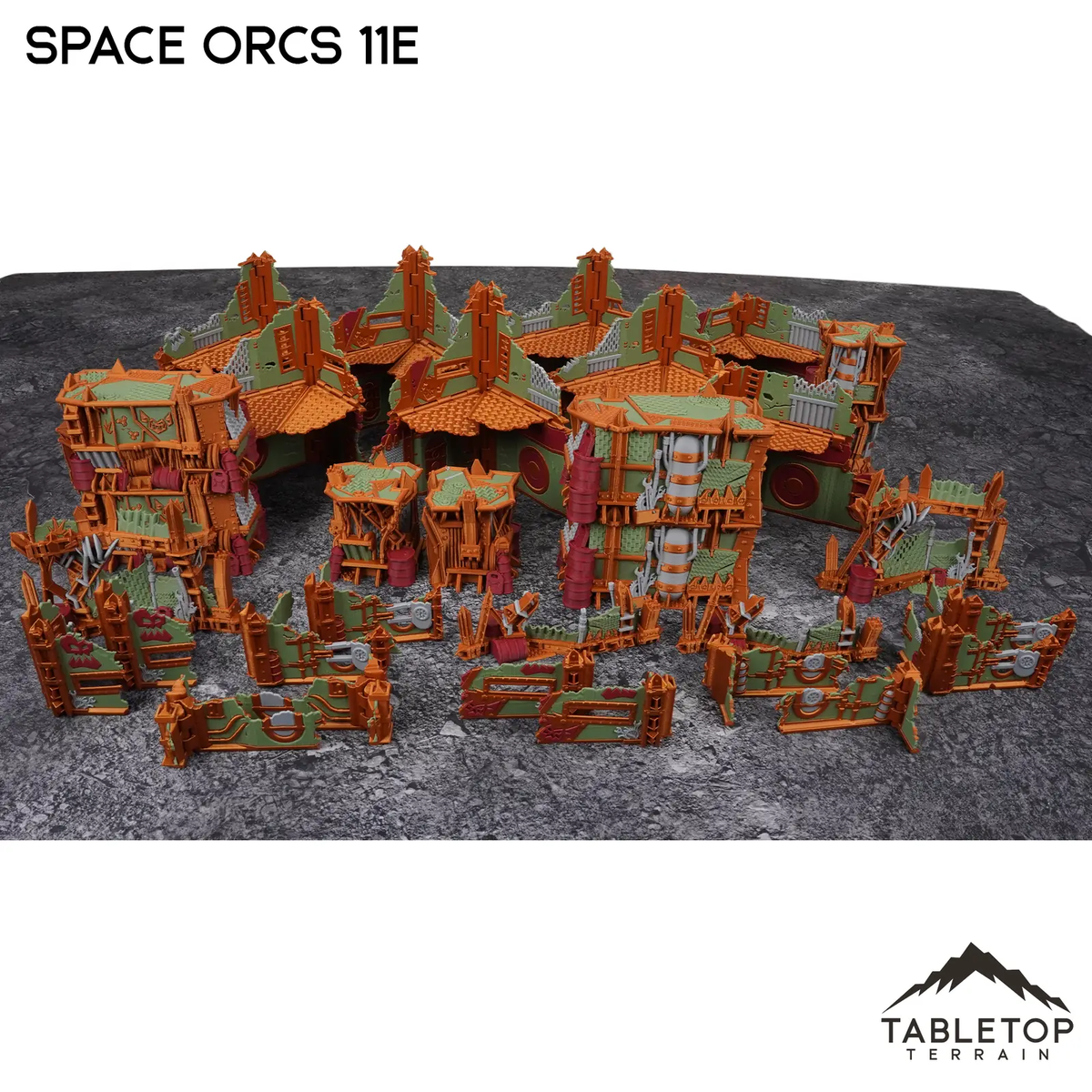 Space Orcs 11e Foldable Tournament Terrain - NextGen Color Orange + Green