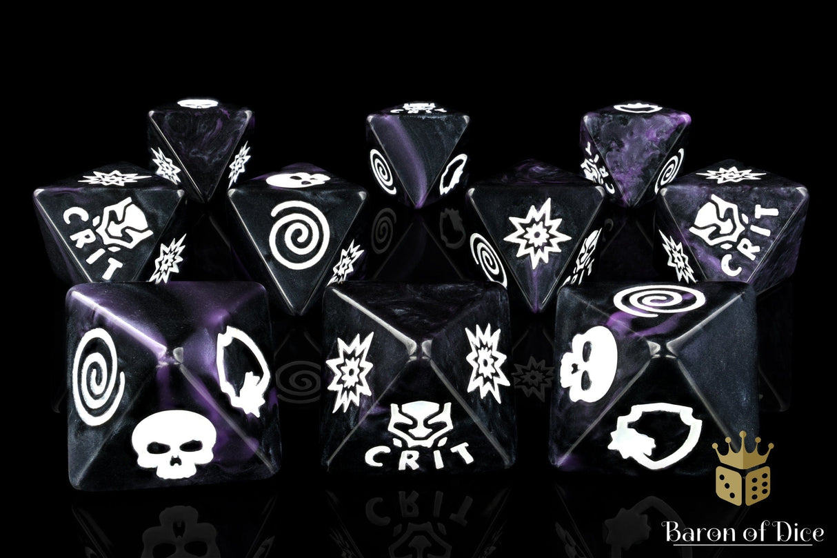 BaronOfDice 2 Sets - x20 Count Panther, Purple, D8 Dice Set