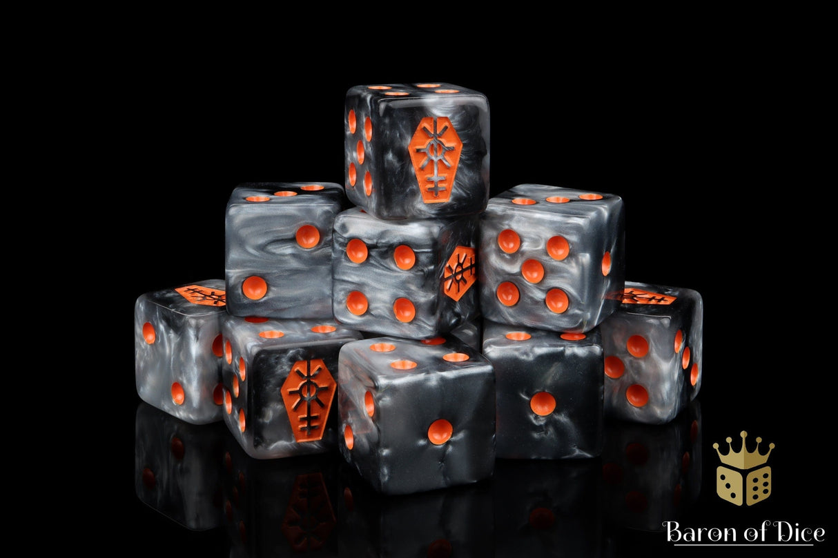 BaronOfDice Day of the Dead, Orange Coffin Dice