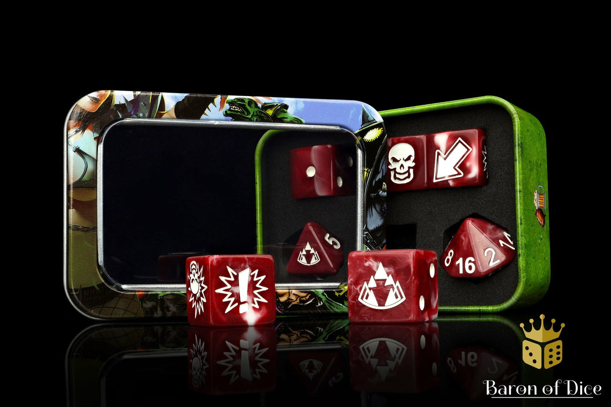 BaronOfDice Dice 1 Set (7 Dice) / Dwarven Mountain Bloody, Football Dice Sets