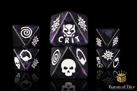 BaronOfDice Dice 1 Set - x10 Count Panther, Purple, D8 Dice Set