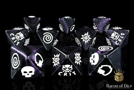 BaronOfDice Dice 2 Sets - x20 Count Panther, Purple, D8 Dice Set