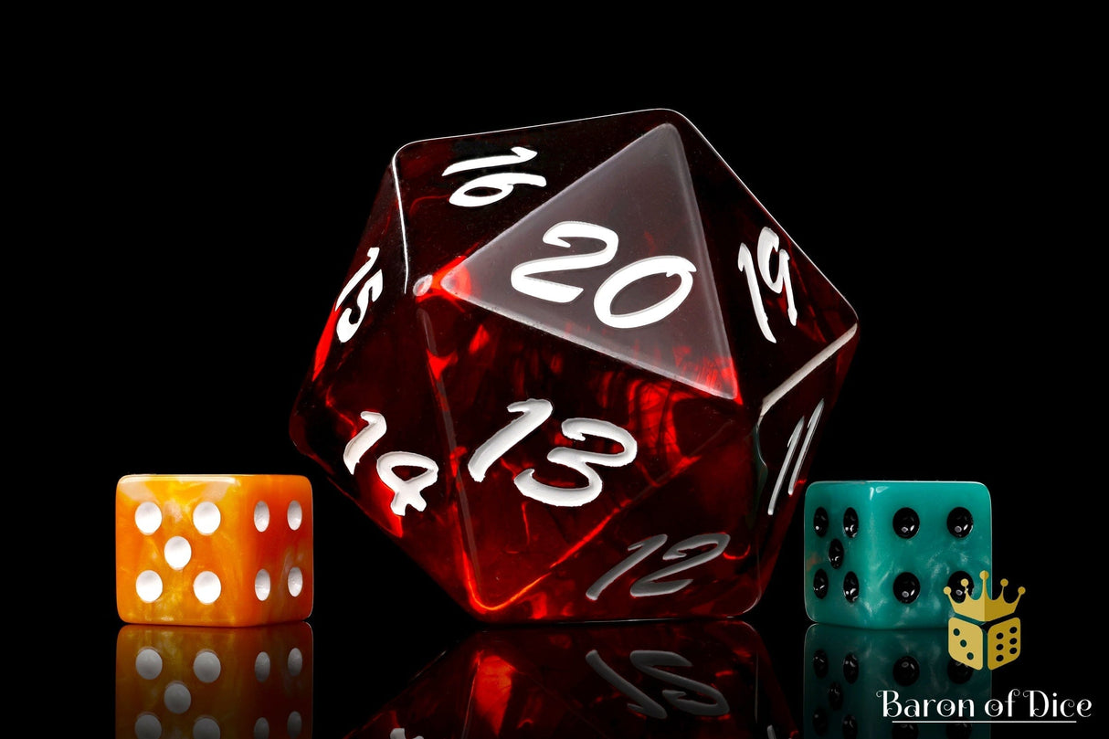 BaronOfDice Dice Big Ass, D20, Red Fire