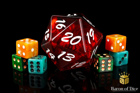 BaronOfDice Dice Big Ass, D20, Red Fire