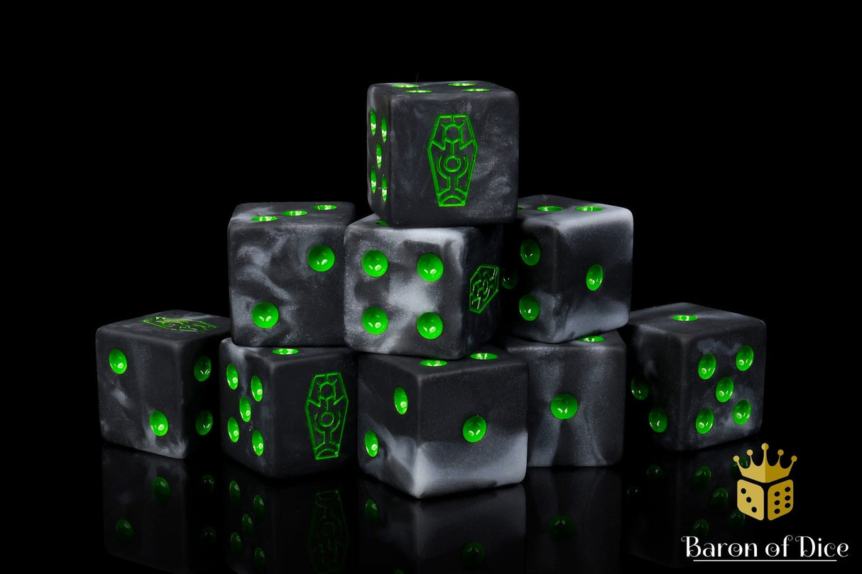 BaronOfDice Dice Day of The Dead, Green Coffin, Dice