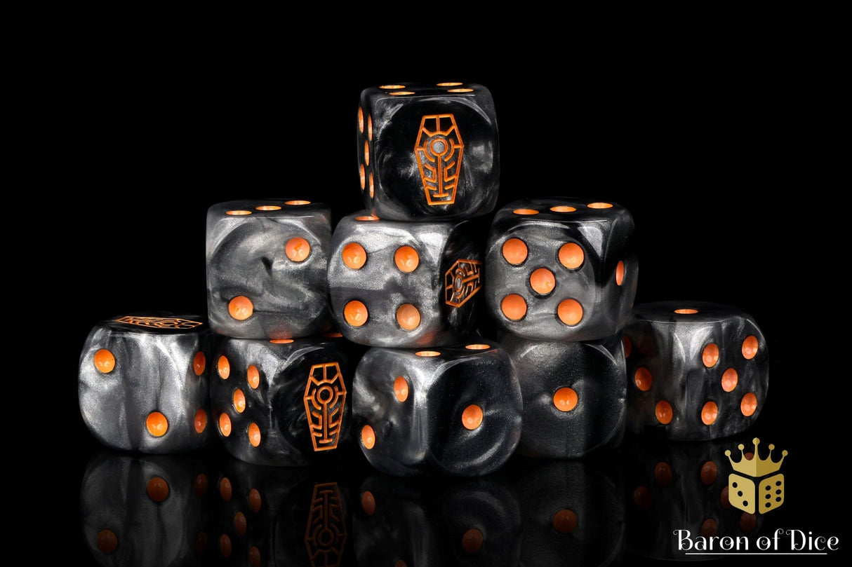 BaronOfDice Dice Day of the Dead, Orange Coffin Dice