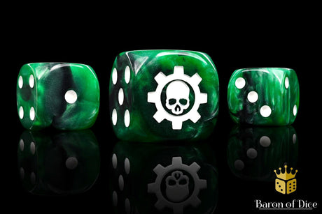 BaronOfDice Dice x10 Dice / Round Corner Green Cog, 16mm Dice