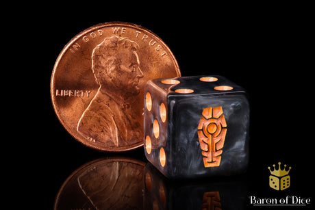 BaronOfDice Dice x25 Dice / 12mm Mini Day of the Dead, Orange Coffin Dice