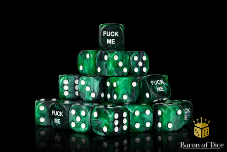 BaronOfDice Dice x25 Dice Fuck Me, Green, 16mm Dice