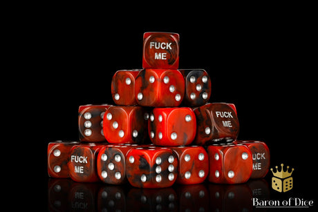 BaronOfDice Dice x25 Dice Fuck Me, Red, 16mm Dice