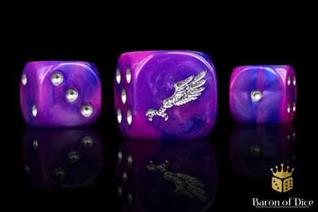 BaronOfDice Dice x25 Dice / Round Corner Children Of Profligacy, Silver Inlay Dice