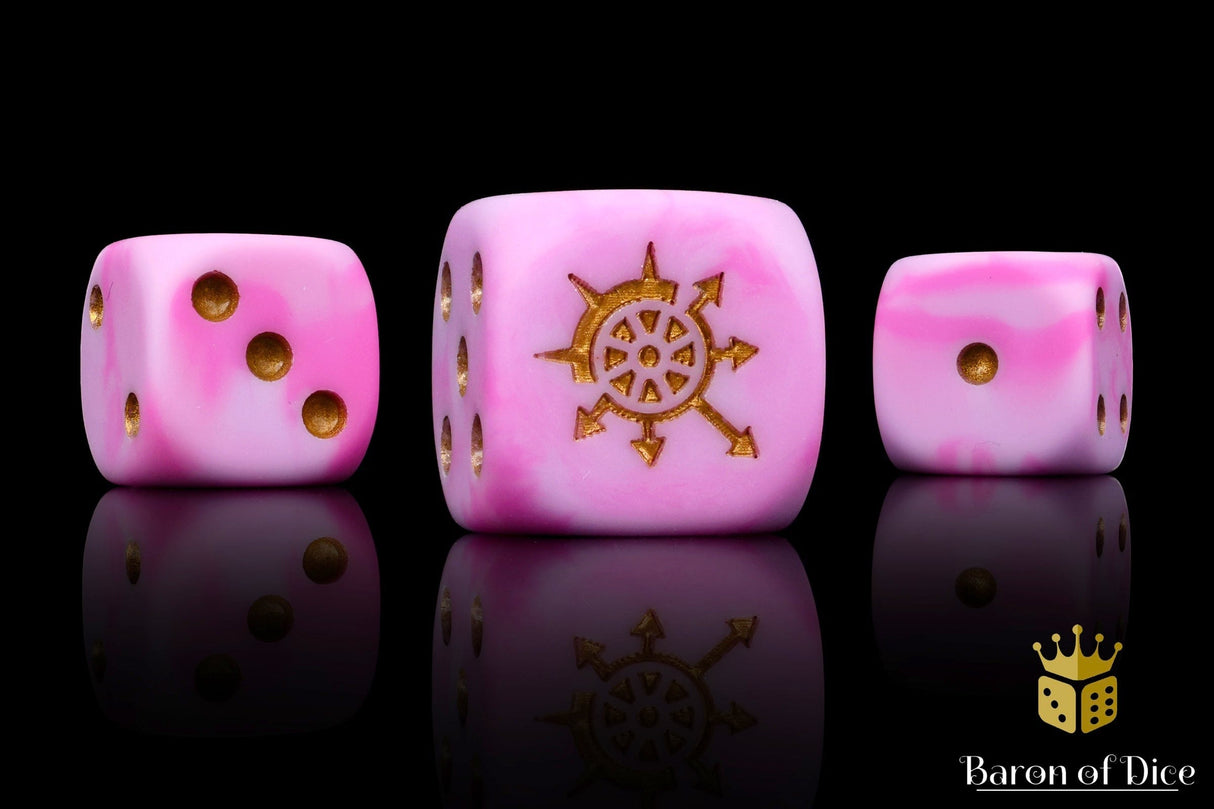 BaronOfDice Dice x25 Dice / Round Corner Cogs of Chaos, Tortured Flesh, 16mm Dice