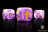 BaronOfDice Dice x25 Dice / Round corner Fleur De Lis 16mm Dice - Purple